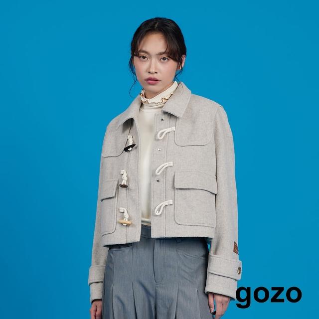 【gozo】牛角釦毛呢短版外套(兩色)