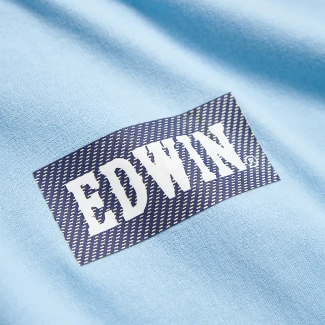 【EDWIN】男裝 BOX LOGO短袖T恤(淺藍色)