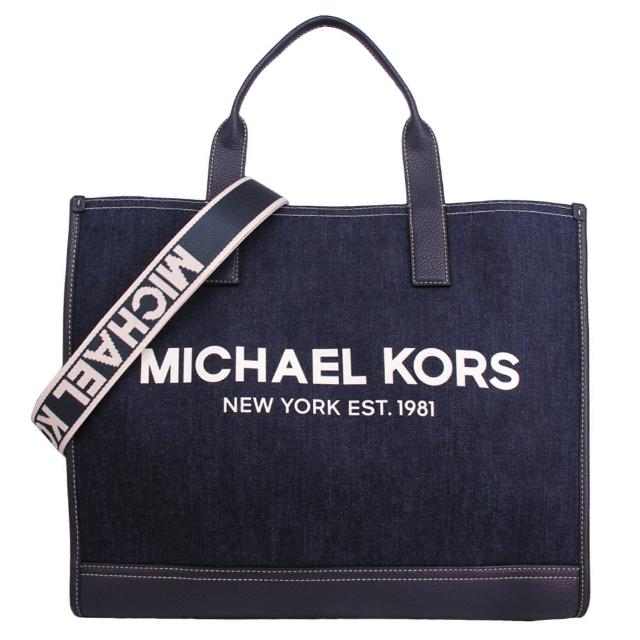 【Michael Kors】COOPER系列 牛仔單寧材質 大款 側背 / 手提 托特包(牛仔單寧色)