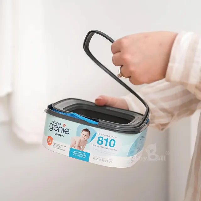 【Diaper Genie】加拿大 Diaper Genie 不鏽鋼雙重鎖臭尿布處理器 多層鎖臭塑膠袋匣 加長型(鎖臭 垃圾袋)