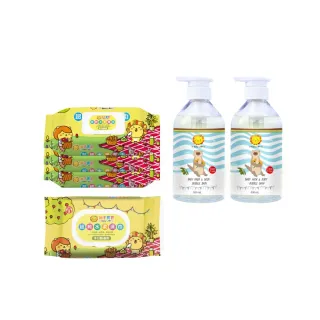 【獅子寶寶】濕巾泡泡澡囤貨組(超純水濕巾厚型含保濕蓋80抽x12包+嬰幼兒2in1洗髮沐浴泡泡露500mlx2)