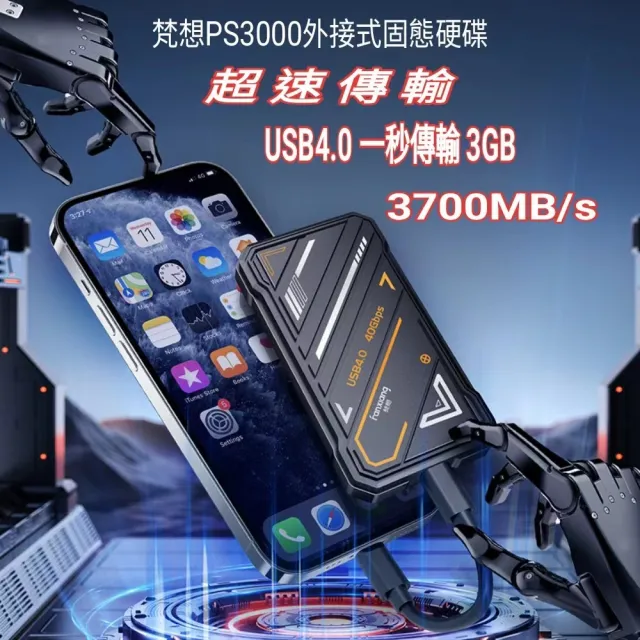 【FANXIANG 梵想】PS3000 1TB外接式固態硬碟 USB4 Type-C(支援雷電3/4讀速3700MB/s保固5年)