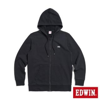 【EDWIN】男裝 膠章連帽外套(黑色)