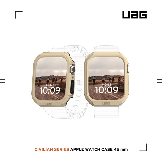 UAG Apple Watch 45mm 耐衝擊簡約保護殼-沙(適用S7、S8、S9)