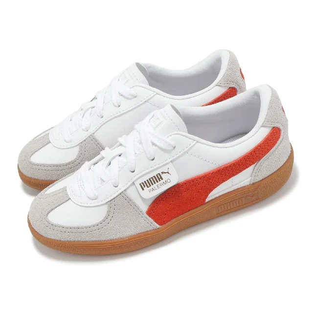 PUMA 休閒鞋 Palermo Lth PS 中童 白 灰 紅 麂皮 膠底 復古 德訓鞋 小朋友(397276-05)