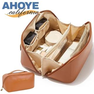 【AHOYE】雲朵PU皮質防水盥洗包(收納包 旅行化妝包 旅行用包 化妝包)