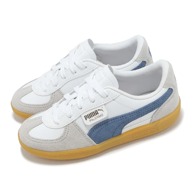 PUMA 休閒鞋 Palermo Lth PS 中童 白 藍 膠底 復古 麂皮 小朋友 德訓鞋(397276-04)