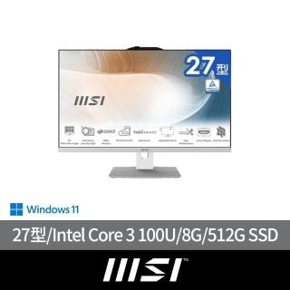 【MSI 微星】27型i3液晶電腦(Modern AM272P 1M-860TW/Intel Core 3 100U/8G/512G SSD/Win11)