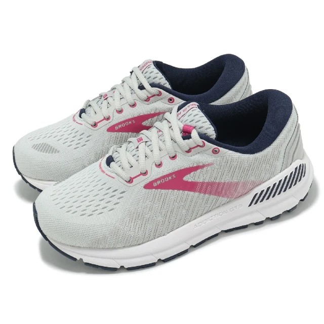 BROOKS 慢跑鞋 Addiction GTS 15 2E 女鞋 超寬楦 灰 粉 緩衝 透氣 運動鞋(1203522E054)