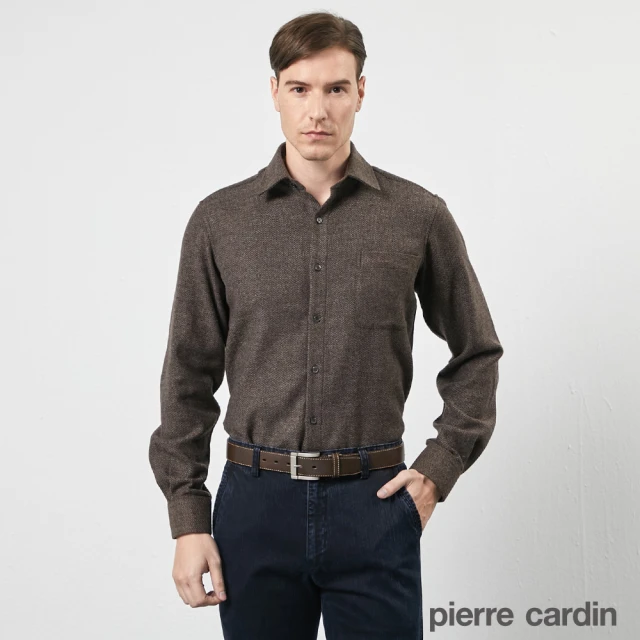 pierre cardin 皮爾卡登 男襯衫 進口素材休閒版素色羊毛保暖長袖襯衫_共2色(41809)