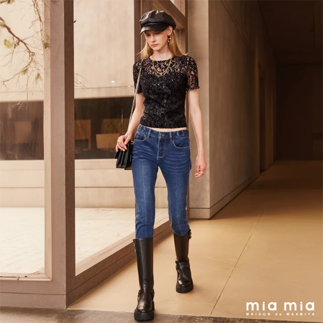 mia mia 撞色條紋緹花針織衫優惠推薦