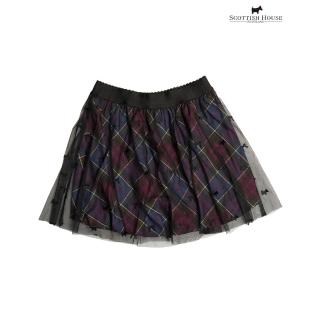 【SCOTTISH HOUSE】TR繡狗網紗燈籠短裙-桃紫格/卡其紅格CHUB2110