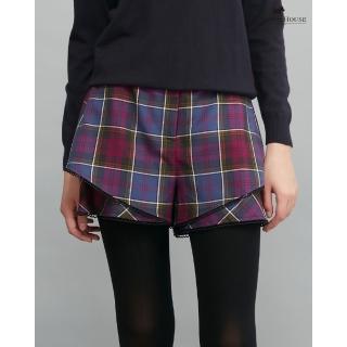 【SCOTTISH HOUSE】TR不對稱格紋短褲-桃紫格/卡其紅格CHUB2205