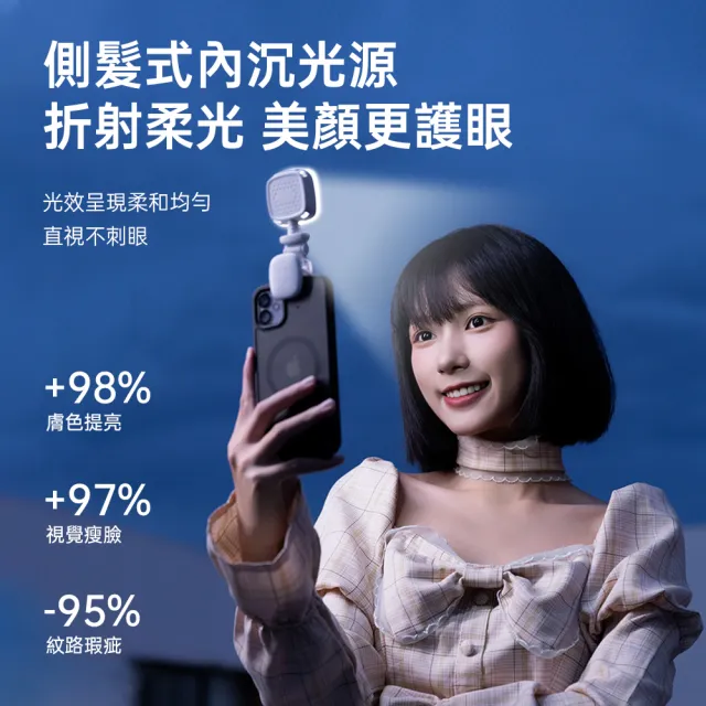 【ROSETO】口袋補光燈(LED自拍棒補光燈 手機直播美顏燈 視訊會議美肌燈 迷你閱讀攝影燈)