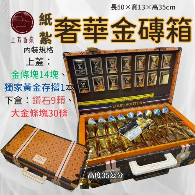 【上芳香業】金紙 紙紮用品 奢華金條皮箱 存摺 鑽石 金磚 往生紙紮(百日 對年 往生用 滿七 庫錢 靈骨塔)