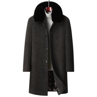 【米蘭精品】現貨+預購 毛呢大衣休閒外套(雪尼爾加絨大衣男外套2色74id12)