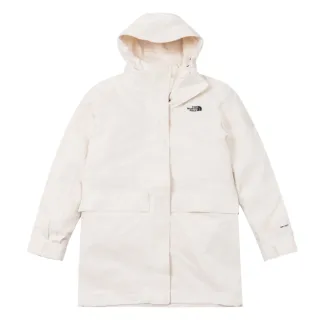 【The North Face 官方旗艦】北面女款米白色DryVent防水透氣保暖連帽羽絨內裡三合一外套｜89YPQLI