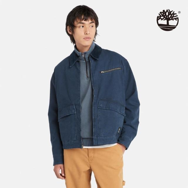 【Timberland】男款深寶石藍水洗帆布外套(A4245433)