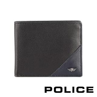 【POLICE】頂級小牛皮4卡零錢袋男用皮夾 洛特系列(黑色)