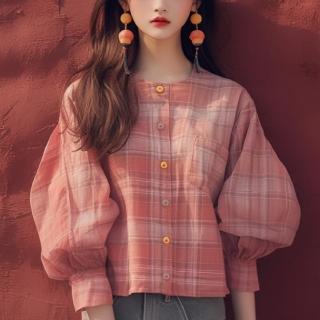 【LANNI 藍尼】★法式泡泡袖短版襯衫上衣(上衣/女裝/襯衫/長袖)