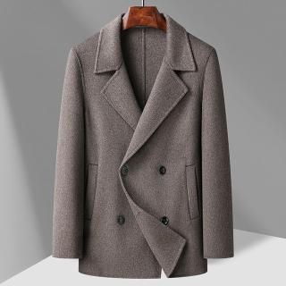 【米蘭精品】現貨+預購 羊毛大衣休閒外套(保暖羊毛混紡雙面呢大衣男外套3色74id34)