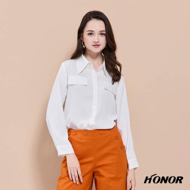 【HONOR 山形屋】簡約百搭口袋修身襯衫-白