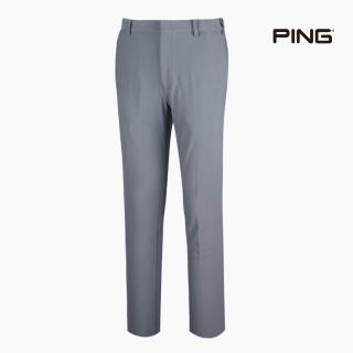 【PING】男款日本進口高彈性平面休閒長褲-灰(伸縮褲頭/抗UV/蓄熱保溫/GOLF/高爾夫球褲/PE22235-86)