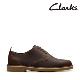 【Clarks】男鞋 Shepton Low 單層皮革簡約縫線素面休閒鞋(CLM79409C)