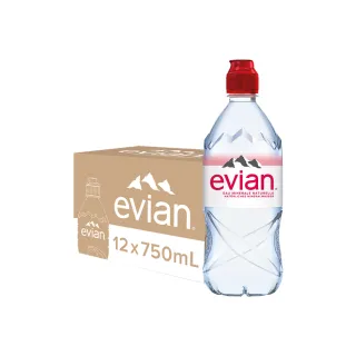 【evian 依雲 原廠總代理直營】天然礦泉水 750mlx12入/5箱(運動瓶)