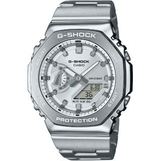【CASIO 卡西歐】G-SHOCK 全金屬八角防護構造雙顯錶 新年 禮物(GM-2110D-7A/速)
