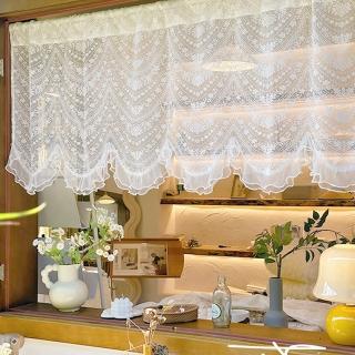 【BonBon naturel】韓式田園浪漫波浪蕾絲門簾/櫃簾-110*60CM(櫃簾/窗簾/短門簾/免打孔穿桿門簾)