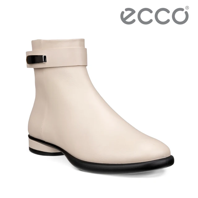 ecco SCULPTED LX 雕塑奢華金屬繫帶拉鍊低跟踝靴 女鞋(石灰色 22235301378)