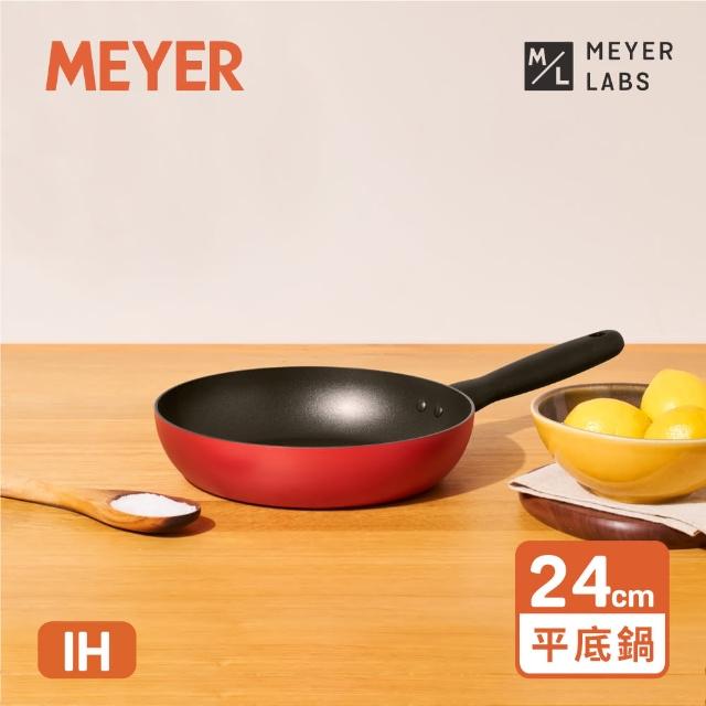 【MEYER 美亞】革新紅系列陶瓷不沾鍋平底鍋24CM(IH/電磁爐適用)