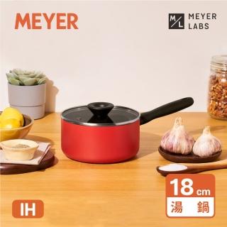 【MEYER 美亞】革新紅系列陶瓷不沾鍋單柄湯鍋18CM/1.9L含蓋(IH/電磁爐適用)
