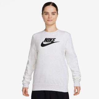 【NIKE 耐吉】長袖上衣 女款 大學T 運動 刷毛 AS W NSW CLUB FLC GX STD CREW 灰白 DQ5833-051(3S3979)