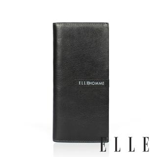 【ELLE HOMME】ELLE時尚真皮長夾-有拉鍊層 皮夾/男夾/長夾(黑色/棕色)