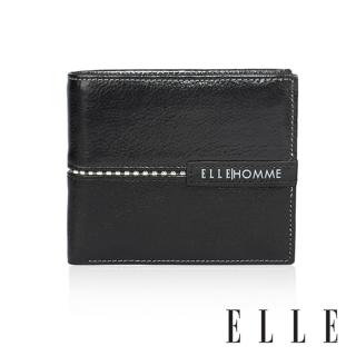 【ELLE HOMME】ELLE時尚真皮經典款 皮夾/男夾/短夾(黑色/棕色)
