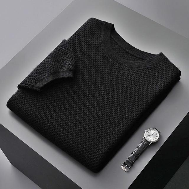 【巴黎精品】現貨+預購 100%羊毛毛衣短袖針織衫(保暖簡約螺紋圓領男上衣5色a1ie8)