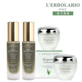 【L’ERBOLARIO 蕾莉歐】海藻多元植物精華保濕液50ml-2入+彈力霜50ml-2入組