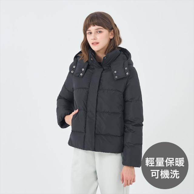 【GIORDANO 佐丹奴】女裝手拍棉連帽外套 E-care輕暖系列(09 標誌黑)