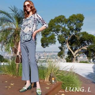 【LUNG.L 林佳樺】LQ99E55 莫蘭迪藍造型口袋直筒女裝褲(秋冬新品 加大尺碼)