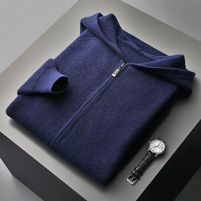 【巴黎精品】現貨+預購 100%羊毛外套針織毛衣(保暖休閒全羊毛連帽男外套5色a1ie23)