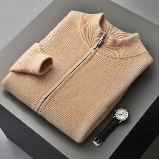 【巴黎精品】現貨+預購 100%羊毛外套針織毛衣(保暖簡約半高領拉鍊男外套4色a1ie24)