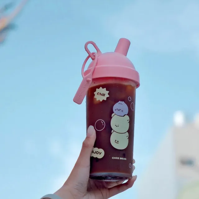 【Holoholo】MILKTEA CUP 奶茶吸管杯-限量聯名 CHiiZ BEAR 起司貝爾(720ml/粉)