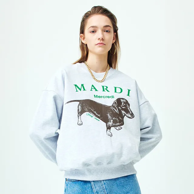 【MARDI MERCREDI】雙11印花大學TEE 黑 白 綠 經典小雛菊 臘腸狗 純棉 SWEATSHIRT FLOWERMARDI