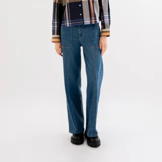 【Arnold Palmer 雨傘】女裝-膠原蛋白機能落地寬版牛仔長褲(淺藍色)