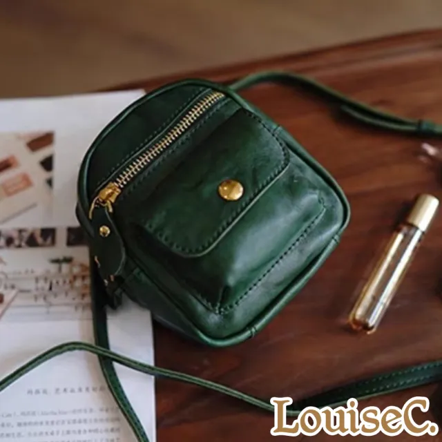 【LouiseC.】雙11 Tree House 植鞣革牛皮抓皺感立體口袋手提斜背迷你小真皮包-2色(MDZMD0859)