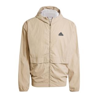 【adidas 愛迪達】M CE FZ HD 男 連帽 外套 風衣 寬鬆 運動 訓練 防潑水 卡其(IS9284)