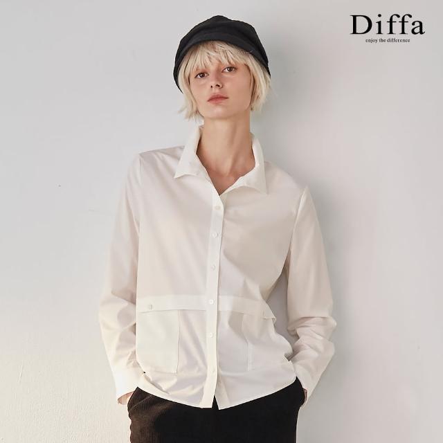 【Diffa】立領貼袋開襟設計上衣-女