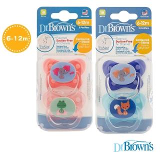 即期品【Dr.Brown’s 布朗博士】PreVent功能性人體工學安撫奶嘴 6-12月-兩入裝